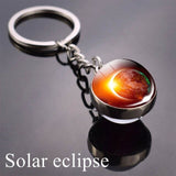 Solar System Planet Keychain Moon Earth Mars Galaxy Art Picture Cabochon Glass Ball Key Chain Universe Jewelry For Men For Women