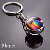 Solar System Planet Keychain Moon Earth Mars Galaxy Art Picture Cabochon Glass Ball Key Chain Universe Jewelry For Men For Women