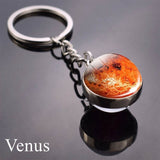Solar System Planet Keychain Moon Earth Mars Galaxy Art Picture Cabochon Glass Ball Key Chain Universe Jewelry For Men For Women
