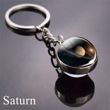 Solar System Planet Keychain Moon Earth Mars Galaxy Art Picture Cabochon Glass Ball Key Chain Universe Jewelry For Men For Women