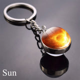 Solar System Planet Keychain Moon Earth Mars Galaxy Art Picture Cabochon Glass Ball Key Chain Universe Jewelry For Men For Women