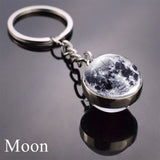 Solar System Planet Keychain Moon Earth Mars Galaxy Art Picture Cabochon Glass Ball Key Chain Universe Jewelry For Men For Women