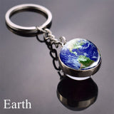 Solar System Planet Keychain Moon Earth Mars Galaxy Art Picture Cabochon Glass Ball Key Chain Universe Jewelry For Men For Women