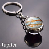 Solar System Planet Keychain Moon Earth Mars Galaxy Art Picture Cabochon Glass Ball Key Chain Universe Jewelry For Men For Women