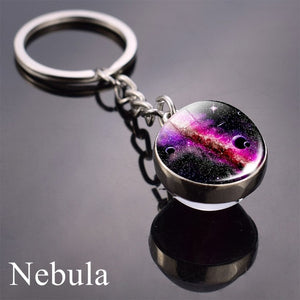 Solar System Planet Keychain Moon Earth Mars Galaxy Art Picture Cabochon Glass Ball Key Chain Universe Jewelry For Men For Women