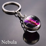 Solar System Planet Keychain Moon Earth Mars Galaxy Art Picture Cabochon Glass Ball Key Chain Universe Jewelry For Men For Women