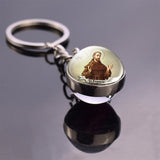 St Patrick St Michael Glass Ball Keychain Keyring Saint Angel Protection Key Chain Ring Religious Jewelry Christian Gifts
