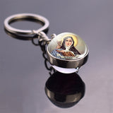 St Patrick St Michael Glass Ball Keychain Keyring Saint Angel Protection Key Chain Ring Religious Jewelry Christian Gifts