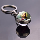 St Patrick St Michael Glass Ball Keychain Keyring Saint Angel Protection Key Chain Ring Religious Jewelry Christian Gifts
