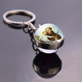 St Patrick St Michael Glass Ball Keychain Keyring Saint Angel Protection Key Chain Ring Religious Jewelry Christian Gifts