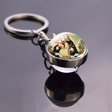 St Patrick St Michael Glass Ball Keychain Keyring Saint Angel Protection Key Chain Ring Religious Jewelry Christian Gifts