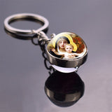 St Patrick St Michael Glass Ball Keychain Keyring Saint Angel Protection Key Chain Ring Religious Jewelry Christian Gifts