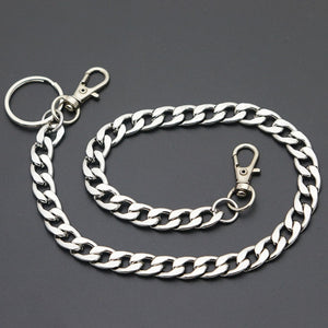 Long Metal Wallet Chain Leash Pant Jean Keychain Ring Clip Men's Hip Hop Stainless Steel Jewelry