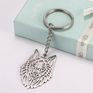My Shape Key Ring Wolf Animal Stainless Steel Jewelry Keyring Forest Animal Keychain Cut Out Hollow Keyholder Pendant GIft Men