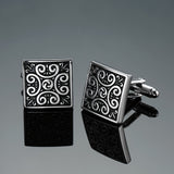 XKZM New men's shirts Cufflinks luxury jewelry brand of high-grade mahogany carbon fiber retro pattern Cufflinks free shipping