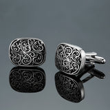 XKZM New men's shirts Cufflinks luxury jewelry brand of high-grade mahogany carbon fiber retro pattern Cufflinks free shipping