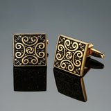 XKZM New men's shirts Cufflinks luxury jewelry brand of high-grade mahogany carbon fiber retro pattern Cufflinks free shipping