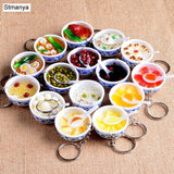New Simulation Food Key Chains noodle New Keychain Chinese Blue and white porcelain Food Bowl Mini bag pendant  #17169