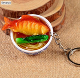 New Simulation Food Key Chains noodle New Keychain Chinese Blue and white porcelain Food Bowl Mini bag pendant  #17169