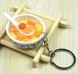 New Simulation Food Key Chains noodle New Keychain Chinese Blue and white porcelain Food Bowl Mini bag pendant  #17169