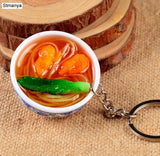 New Simulation Food Key Chains noodle New Keychain Chinese Blue and white porcelain Food Bowl Mini bag pendant  #17169