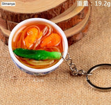 New Simulation Food Key Chains noodle New Keychain Chinese Blue and white porcelain Food Bowl Mini bag pendant  #17169