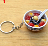 New Simulation Food Key Chains noodle New Keychain Chinese Blue and white porcelain Food Bowl Mini bag pendant  #17169