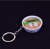 New Simulation Food Key Chains noodle New Keychain Chinese Blue and white porcelain Food Bowl Mini bag pendant  #17169