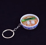 New Simulation Food Key Chains noodle New Keychain Chinese Blue and white porcelain Food Bowl Mini bag pendant  #17169