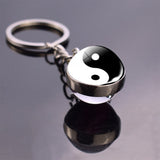Double Side Yin Yang Tai Chi Keychain Glass Ball Pendant Zen Meditation Symbol Key Chain Key Rings Car Keyfob