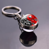 Double Side Yin Yang Tai Chi Keychain Glass Ball Pendant Zen Meditation Symbol Key Chain Key Rings Car Keyfob