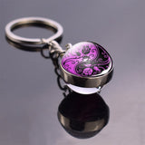 Double Side Yin Yang Tai Chi Keychain Glass Ball Pendant Zen Meditation Symbol Key Chain Key Rings Car Keyfob