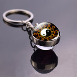 Double Side Yin Yang Tai Chi Keychain Glass Ball Pendant Zen Meditation Symbol Key Chain Key Rings Car Keyfob