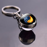 Double Side Yin Yang Tai Chi Keychain Glass Ball Pendant Zen Meditation Symbol Key Chain Key Rings Car Keyfob