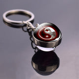 Double Side Yin Yang Tai Chi Keychain Glass Ball Pendant Zen Meditation Symbol Key Chain Key Rings Car Keyfob