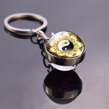 Double Side Yin Yang Tai Chi Keychain Glass Ball Pendant Zen Meditation Symbol Key Chain Key Rings Car Keyfob