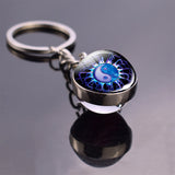 Double Side Yin Yang Tai Chi Keychain Glass Ball Pendant Zen Meditation Symbol Key Chain Key Rings Car Keyfob