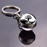 Double Side Yin Yang Tai Chi Keychain Glass Ball Pendant Zen Meditation Symbol Key Chain Key Rings Car Keyfob