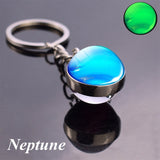 Glow In The Dark Full Moon keychain Nebula Pendant Solar System Glass Cabochon luminous keychain Galaxy Space Astronomy Planet