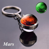 Glow In The Dark Full Moon keychain Nebula Pendant Solar System Glass Cabochon luminous keychain Galaxy Space Astronomy Planet
