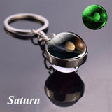 Glow In The Dark Full Moon keychain Nebula Pendant Solar System Glass Cabochon luminous keychain Galaxy Space Astronomy Planet