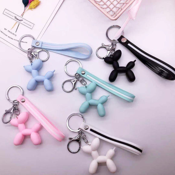 Cartoon Balloon Dog Keychain Colorful Soft Rubber PVC Lovely Dog Keychains For Women Key Chain Car Key Ring Bag Pendant Jewelry