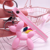 Cartoon Balloon Dog Keychain Colorful Soft Rubber PVC Lovely Dog Keychains For Women Key Chain Car Key Ring Bag Pendant Jewelry