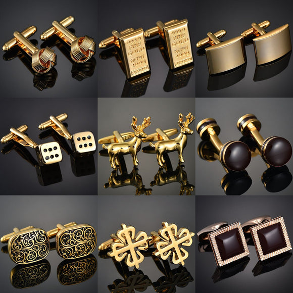New luxury shirts Cuff links jewelry brand high-grade silver gold metal Blue Pink white crown crystal Cufflinks for men's