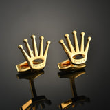 New luxury shirts Cuff links jewelry brand high-grade silver gold metal Blue Pink white crown crystal Cufflinks for men's