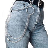 Punk Street Trouser Keychain for Women Girl Metal Wallet Belt Chain Hipster Key Chain Pant Keyring HipHop Fashion Jewelry