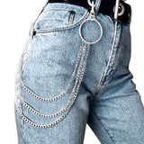 Punk Street Trouser Keychain for Women Girl Metal Wallet Belt Chain Hipster Key Chain Pant Keyring HipHop Fashion Jewelry