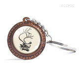 Deer Wooden Keychain Glass Cabochon Jewelry Women Men Vintage Animal Pendant Black and White Elk Key Chain Christmas Gifts