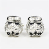 Star Wars Cufflinks Galactic Empire Imperial Stormtrooper Enamel Mask Shirt Brand Cuff Buttons Silver Plated Cuff Links Jewelry