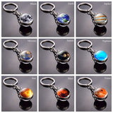Full Moon Sphere Crystal Ball Glass keychain Handmade Double Side Glass Ball Pendant Solar System Galaxy Astronomy Jewelry
